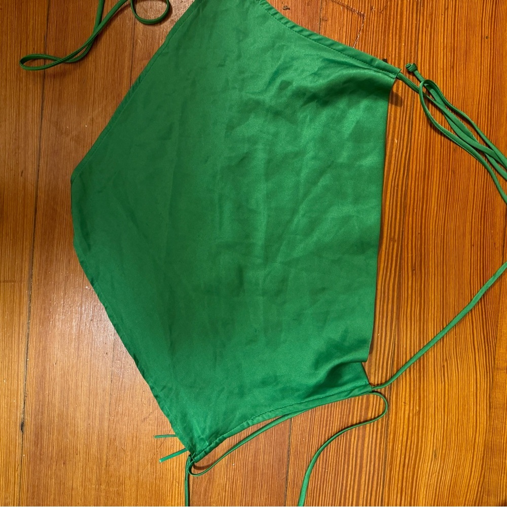 Green silk crop top